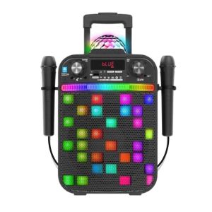 Караоке Bluetooth тонколона с 2 микрофона и LED лампа, черна