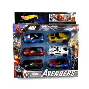 Комплект колички Avengers, 6 броя, Супергеройски коли
