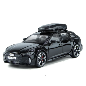Метална количка Audi Rs6, Със светлини и звуци, 1:32, Черна, Без опаковка