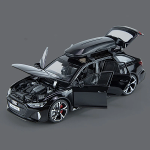 Метална количка Audi Rs6, Със светлини и звуци, 1:32, Черна, Без опаковка