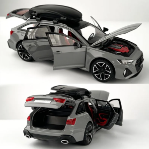 Метална количка Audi Rs6, Със светлини и звуци, 1:32, Сив, Без опаковка