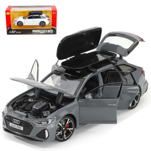 Метална количка Audi Rs6, Със светлини и звуци, 1:32, Сив, Без опаковка