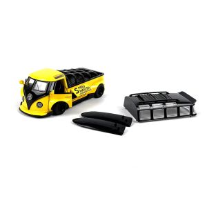 Метален автобус VW, С аксесоари, Жълт, Без опаковка