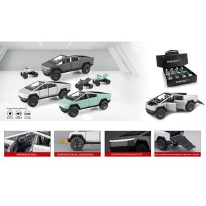 Метална кола Tesla Cybertruck, С ATV, Светлини, Звук, Черен, Без опаковка