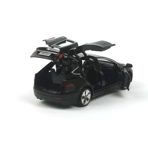 Метална кола Tesla, Model X, мащаб 1:28, Черен, Без опаковка