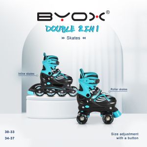 Ролери-кънки Double 2в1 розов S (30-33)