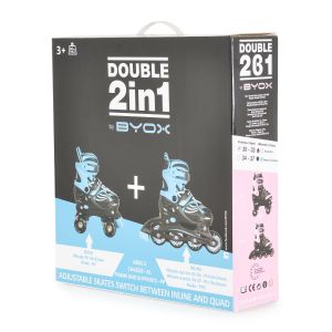 Ролери-кънки Double 2в1 розов S (30-33)