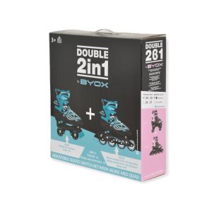 Ролери-кънки Double 2в1 тюркоаз M-(34-37)