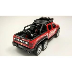 Метален пикап Ford Raptor 6x6, С мотор, 1:28, Червен, Без опаковка