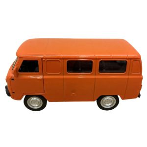 Метален бус Уаз, 1:18, С отварящи се врати, Оранжев и pull-back механизъм