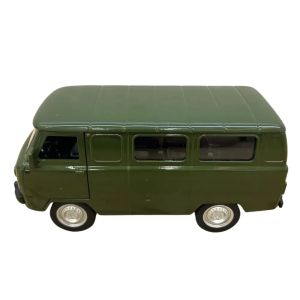 Метален бус Уаз, 1:18, С отварящи се врати, Зелен и pull-back механизъм