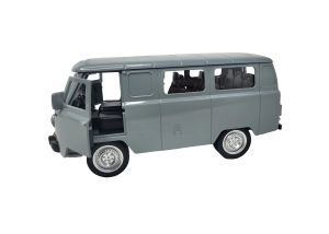 Метален бус Уаз, 1:18, С отварящи се врати, Сив ретро ван, Класически дизайн 