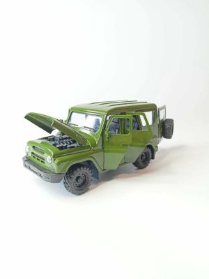 Метален джип Уаз, 1:18, С отварящи се врати, Зелен ретро ван, Класически дизайн 