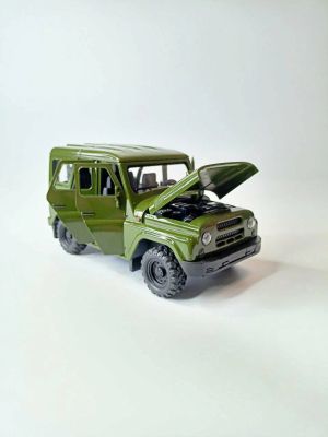 Метален джип Уаз, 1:18, С отварящи се врати, Зелен ретро ван, Класически дизайн 