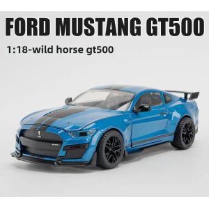 Метална кола Ford Mustang GT500, 1:18 мащаб, Син, Без опаковка