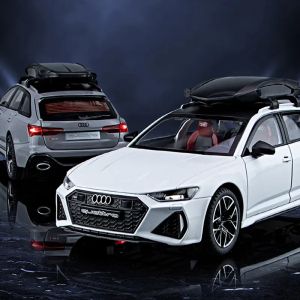 Метална количка Audi Rs6, Със светлини и звуци, Бяла, Без опаковка