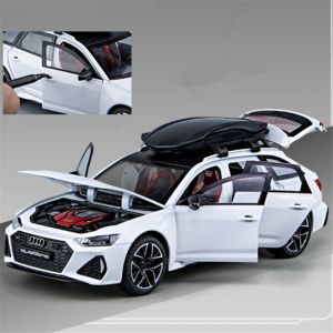 Метална количка Audi Rs6, Със светлини и звуци, Бяла, Без опаковка
