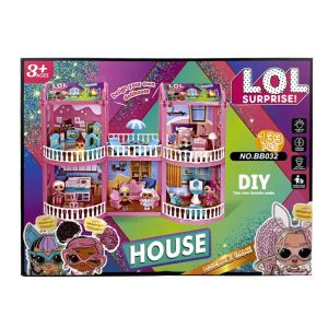 Къща за кукли LOL Surprise с мебели, 6 кукли и 133 части