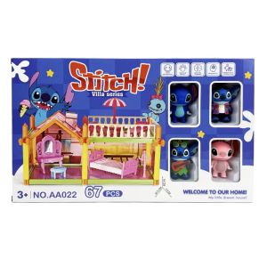 Къща за кукли Stitch Villa Series, 67 части с мебели и фигурки