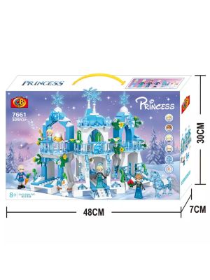 Конструктор Princess, Кристален леден замък, 504 части, С фигурки Елза, Анна, Олаф и конче, За деца над 8 години