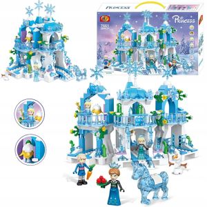 Конструктор Princess, Кристален леден замък, 504 части, С фигурки Елза, Анна, Олаф и конче, За деца над 8 години