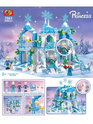 Конструктор Princess, Кристален леден замък, 504 части, С фигурки Елза, Анна, Олаф и конче, За деца над 8 години