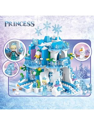 Конструктор Princess, Кристален леден замък, 504 части, С фигурки Елза, Анна, Олаф и конче, За деца над 8 години