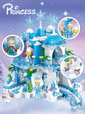 Конструктор Princess, Кристален леден замък, 504 части, С фигурки Елза, Анна, Олаф и конче, За деца над 8 години