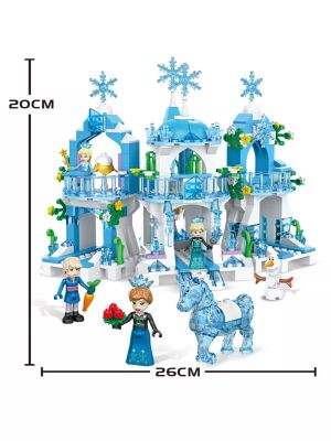 Конструктор Princess, Кристален леден замък, 504 части, С фигурки Елза, Анна, Олаф и конче, За деца над 8 години