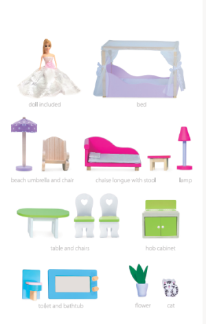 Дървена къща за кукли Aria 4107