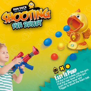 Детски комплект за стрелба с пистолет и движещо се пате, EVA топчета