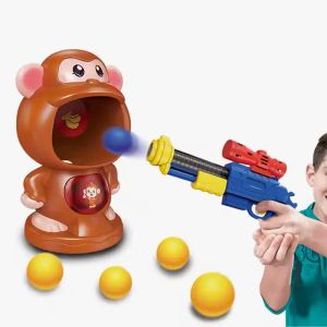 Детски комплект за стрелба с пистолет и движеща се маймунка, EVA топчета
