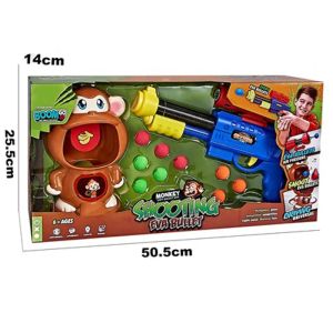 Детски комплект за стрелба с пистолет и движеща се маймунка, EVA топчета