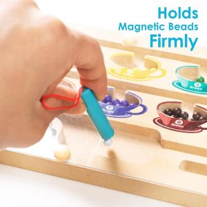 Дървена магнитна дъска – игра за цветове и координация с топчета, лабиринт