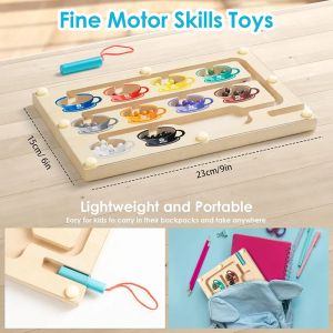 Дървена магнитна дъска – игра за цветове и координация с топчета, лабиринт