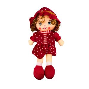 Парцалена кукла с червена рокличка – 50 см, говореща на български език