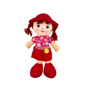 Парцалена кукла с червен тоалет – 35 см, говореща на български език