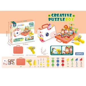 Детски конструктор мозайка с винтоверт и отвертка – 232 части