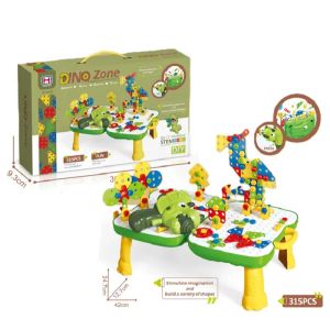 Детски конструктор Dino Zone с винтоверт и маса – 315 части