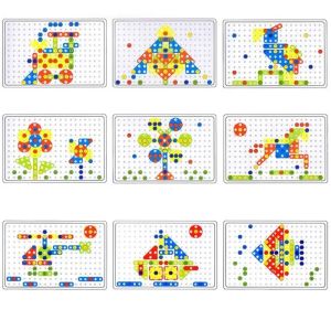 Детска мозайка с двустранна дъска и винтоверт – 4 в 1, 252 части