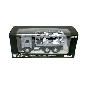 Военен камион с метална кабина – камуфлажен дизайн, Сив