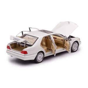 Метална кола Mercedes-Benz S-Class 320 W140 – мащаб 1:24, Бял, Без опаковка