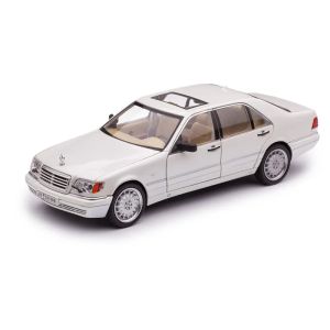 Метална кола Mercedes-Benz S-Class 320 W140 – мащаб 1:24, Бял, Без опаковка