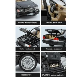 Метална кола Mercedes-Benz S-Class 320 W140 – 1:24, зелена, Без опаковка