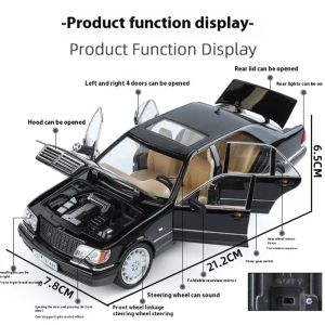 Метална кола Mercedes-Benz S-Class 320 W140 – 1:24, зелена, Без опаковка