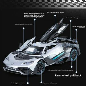 Метална кола Mercedes-AMG ONE – 1:18, сребриста, Сив, Без опаковка