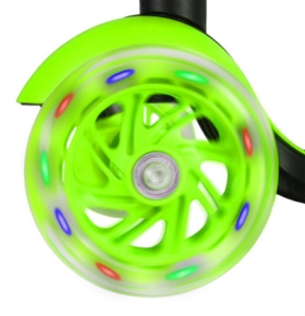 Тротинетка 3 в 1 със светещи колела, зелен