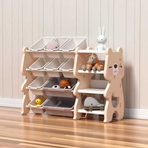 Многофункционален органайзер за играчки с кутии за съхранение - розово мече