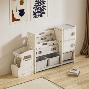 Органайзер за играчки с форма на автобус с 11 кутии и 2 шкафчета за съхранение