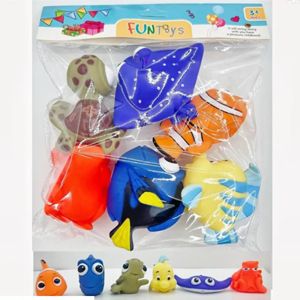 Комплект гумени играчки за баня морски животни 6 броя с пискун